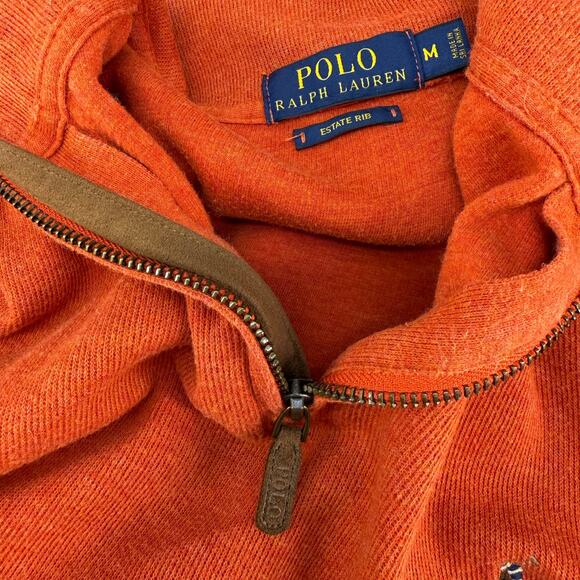 Polo Ralph Lauren Men's M Orange Estate Rib Long Sleeve Quarter Zip Pullover - Picture 4 of 10